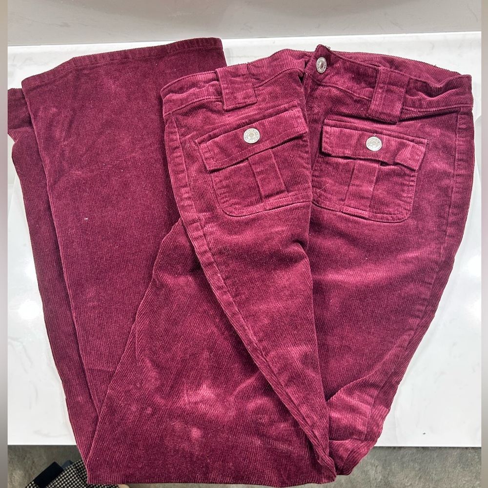 Corduroy mid wasted flare legged cargo pants